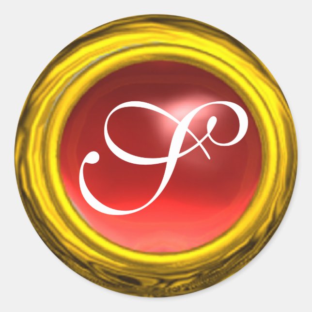 Pegatina Redonda MAGIC TOPAZ , amarillo rojo intenso brillante (Anverso)