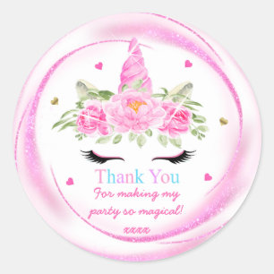 Pegatina Redonda Magic Unicorn Barty Gracias