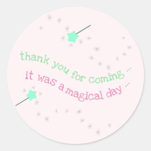 Pegatina Redonda Magic Wand Babyshower 'Gracias'