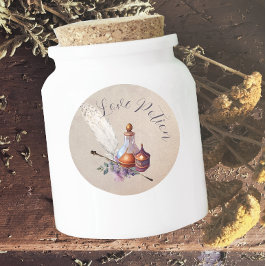 Pegatina Redonda Magic Wizard Watercolor Love Potion