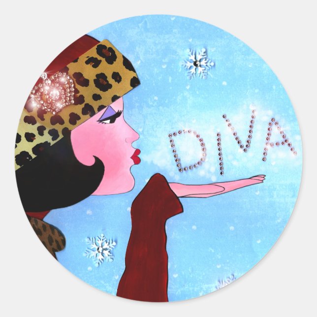 Pegatina Redonda "Mágica de invierno" (Anverso)