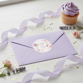 Pegatina Redonda Magical Fairy and Unicorn Girls Birthday Party