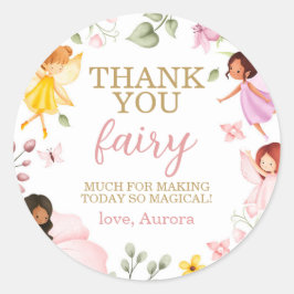 Pegatina Redonda Magical Fairy Floral Birthday Gracias Por Favor
