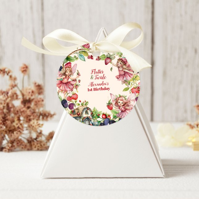 Pegatina Redonda Magical Fairy Strawberry Garden Pixie 1º cumpleaño (Subido por el creador)