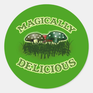 Pegatina Redonda Magicamente Delicioso con hongos