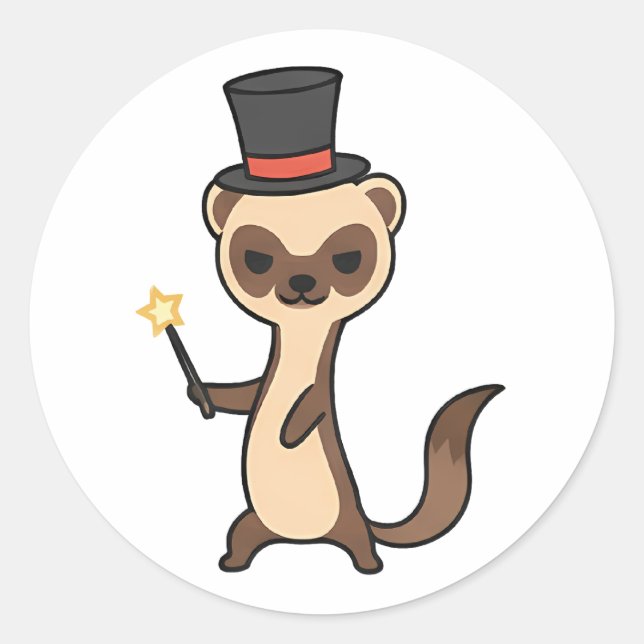 Pegatina Redonda Magician Meerkat (Anverso)