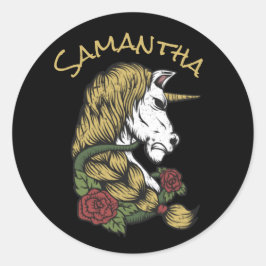 Pegatina Redonda Mágico con una Fiesta de Unicornios