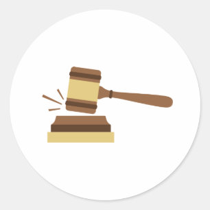 Pegatina Redonda Magistrado Gavel