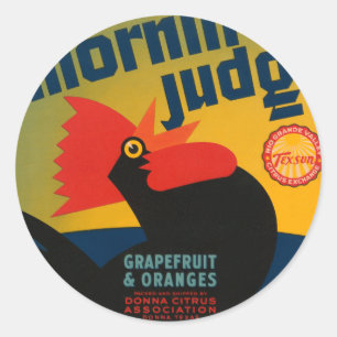 Pegatina Redonda Magistrado Mornin Grapefruit y Naranjas