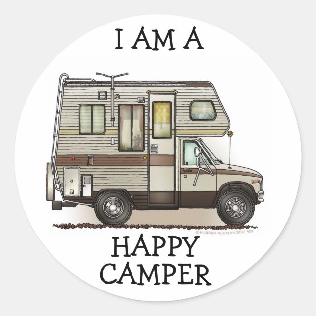 Pegatina Redonda Magnates RV de Camper de Clase C (Anverso)