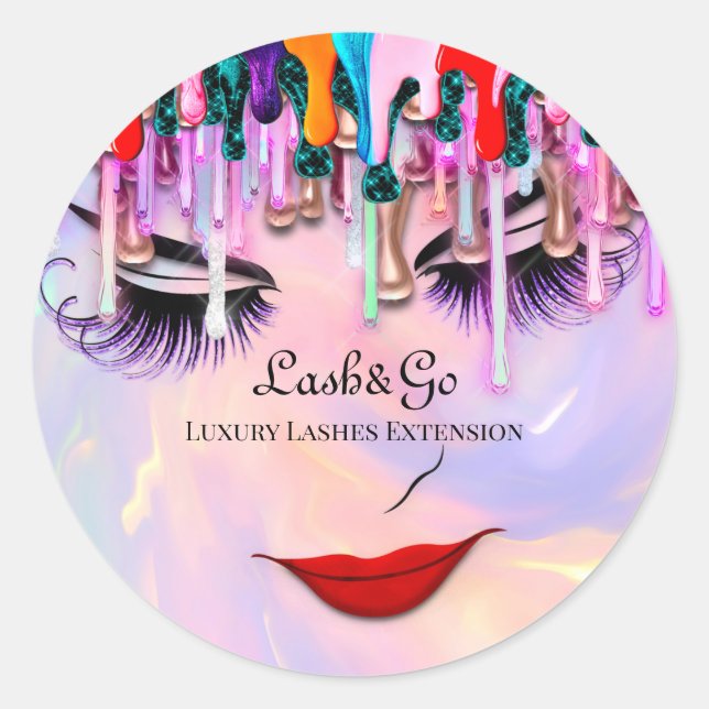 Pegatina Redonda Magnífica Artista Lash Extension Dris Princess (Anverso)