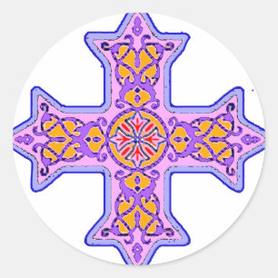 Pegatina Redonda Magnífica Cruz Copta Pastel