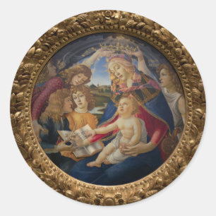 Pegatina Redonda magnifica de la bendita Virgen María