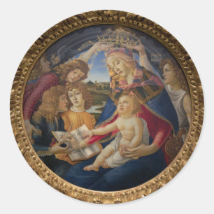 Pegatina Redonda magnifica de la bendita Virgen María