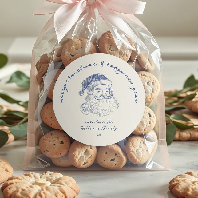 Pegatina Redonda Magnífica grieta de Papá Noel Feliz Navidad (Subido por el creador)