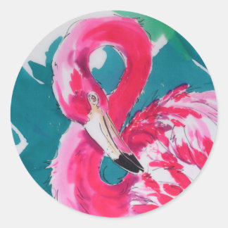 Pegatina Redonda Magnífica impresión de arte tropical Flamingo Bird