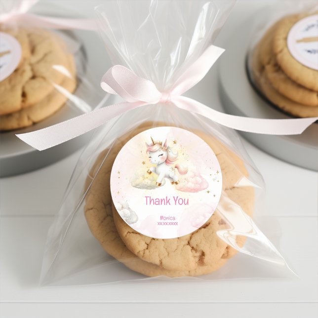 Pegatina Redonda Magnífica magia pastel unicornio cumpleaños gracia (Subido por el creador)