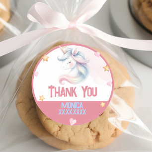 Pegatina Redonda Magnífica magia pastel unicornio niños cumpleaños 