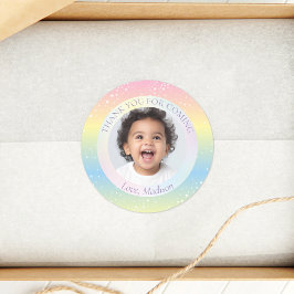 Pegatina Redonda Magníficas Estrellas Arcoiris Foto Gracias Por Ven