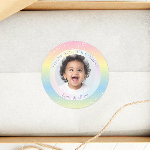 Pegatina Redonda Magníficas Estrellas Arcoiris Foto Gracias Por Ven