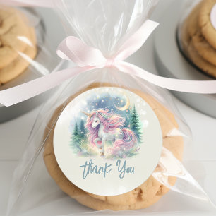Pegatina Redonda Magnífico cumpleaños de niños de unicornio