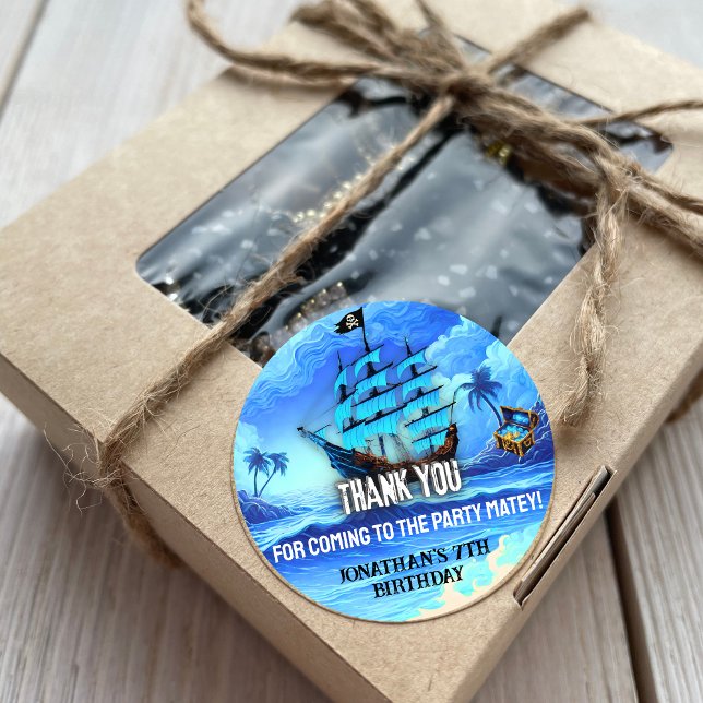 Pegatina Redonda Magnífico Neon Blue Glow Pirate Ship Fiesta Gracia (Subido por el creador)