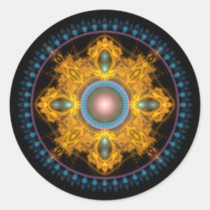 Pegatina Redonda Magnífico oro Ronda Mandala