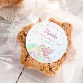 Pegatina Redonda Magnífico Rainbow Unicorn Pink Gold Birday Party