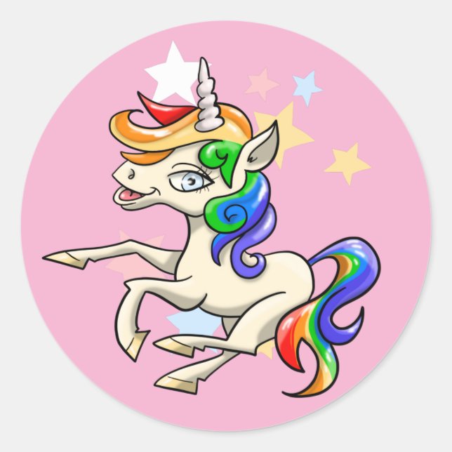 Pegatina Redonda Magnífico Unicornio (Anverso)