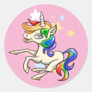 Pegatina Redonda Magnífico Unicornio