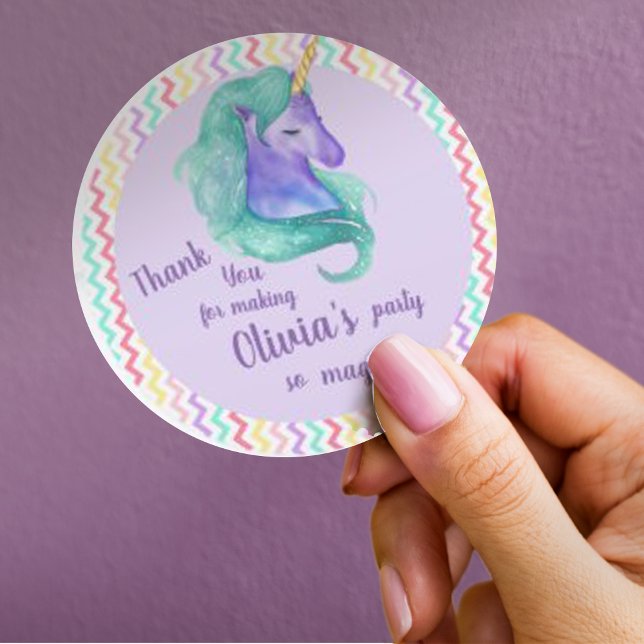 Pegatina Redonda Magnífico Unicornio Chevron Pastel Kids Fiesta de  (Magical Unicorn Chevron Pastel Kids Birthday Party Classic Round Sticker)