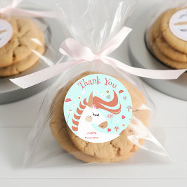 Pegatina Redonda Magnífico unicornio niños cumpleaños gracias