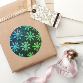 Pegatina Redonda Magníficos stickers de Navidad copos de nieve