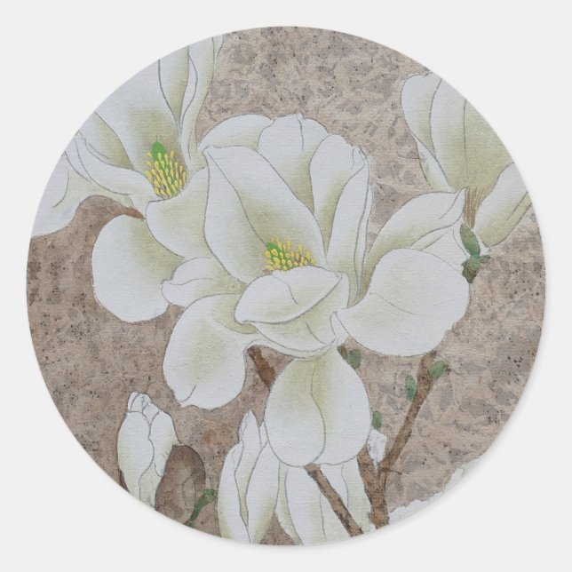 Pegatina Redonda Magnolia Blossom (Anverso)