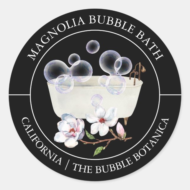 Pegatina Redonda Magnolia Bubble Bath (Anverso)