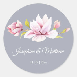 Pegatina Redonda Magnolia Charm Floral Wedding Stickers