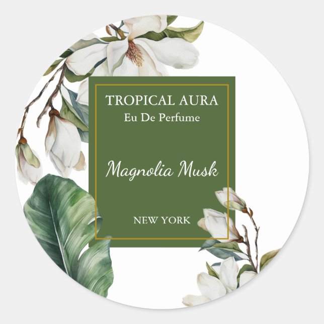 Pegatina Redonda Magnolia Perfume Label (Anverso)