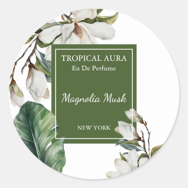 Pegatina Redonda Magnolia Perfume Label (Anverso)