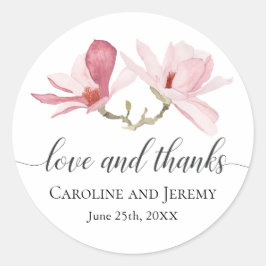 Pegatina Redonda Magnolia Rosa Floral Floral Gracias