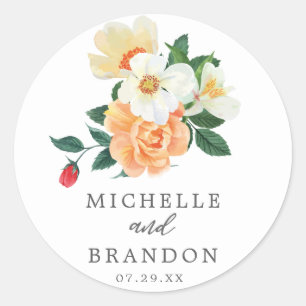 Pegatina Redonda Magnolia Sticker Envelope Stamps