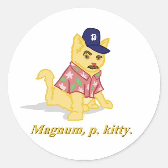 Pegatina Redonda Magnum, p. kitty. (Anverso)