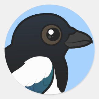 Pegatina Redonda Magpie Euroasiático Birdorable