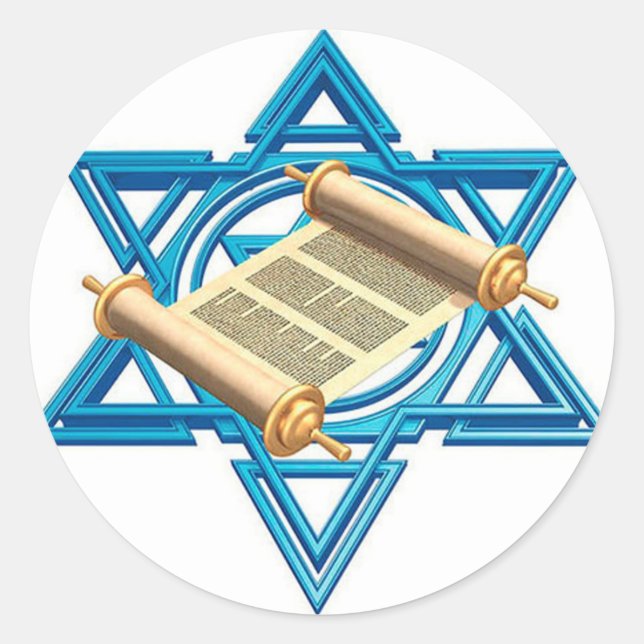 Pegatina Redonda Maguen David Torah (Anverso)