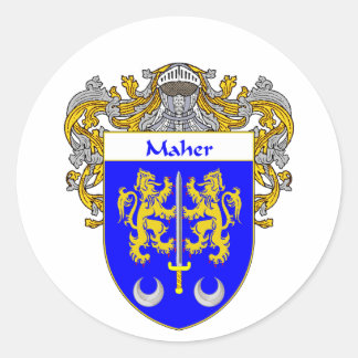 Pegatina Redonda Maher Coat of Arms (Mantled)