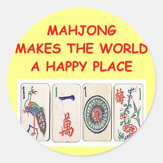 Pegatina Redonda mahjong (Anverso)