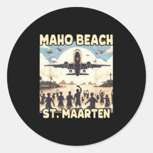 Pegatina Redonda Maho Beach St Maarten