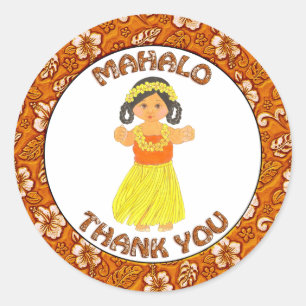 Pegatina Redonda Mahola Gracias ~ Hawaii ~ Pegatinas Chicas hawaian