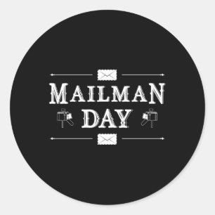 Pegatina Redonda Mailman Day Job Postman entrega de correo postal