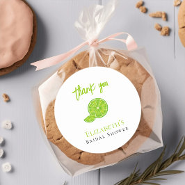 Pegatina Redonda Main Squeeze Green Lime Bridal Shower Thanks