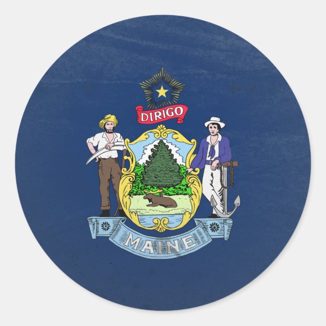 Pegatina Redonda Maine (Anverso)
